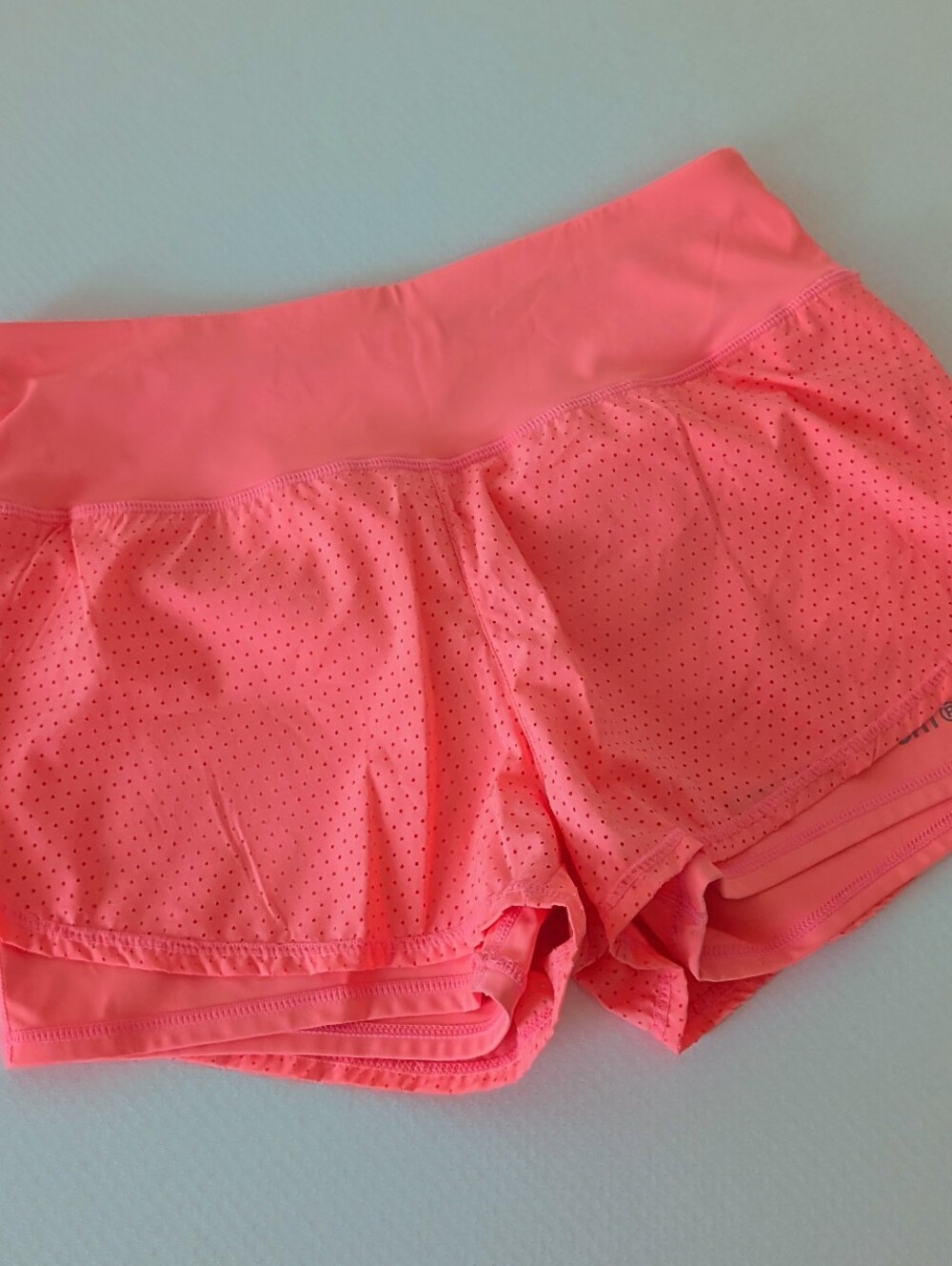 Superdry neon coral pink double-layer shorts pocket Sz 6